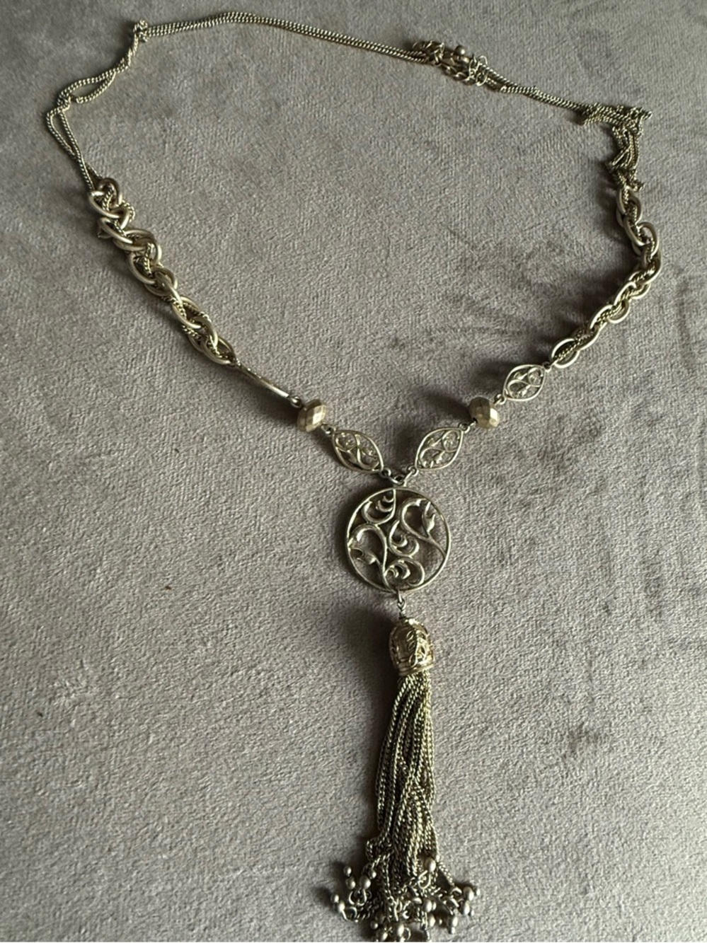 Lia Sophia Gold-Tone Filigree Medallion Tassel Necklace